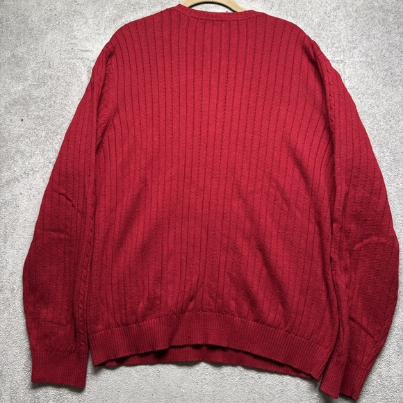 Eddie Bauer cable knit crew neck sweater red classic cotton cashmere men's large - Picture 8 of 9